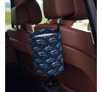 GVYGVY Mini Car Trash Can for Back Seat - Collapsible Hanging Cyber Shark Blue (A) Print Vehicle Car Trash Bin, Small Automotive Garbage Cans Interior for Truck SUV with Hook and Loop