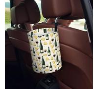 GVYGVY Mini Car Trash Can for Back Seat - Collapsible Hanging Red Wine Cheese Print Vehicle Car Trash Bin, Small Automotive Garbage Cans Interior for Truck SUV with Hook and Loop