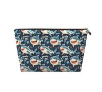 GVYGVY Small Travel Makeup Bag Organizer - Cartoon Shark Print Leather Travel Toiletry Bag for Women & Men, Organizing Pouches for Purse with Zipper