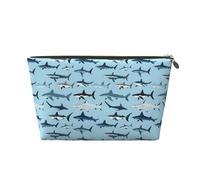 GVYGVY Small Travel Makeup Bag Organizer - Cool Colorful Shark Print Leather Travel Toiletry Bag for Women & Men, Organizing Pouches for Purse with Zipper