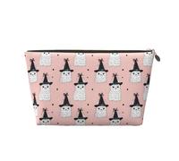 GVYGVY Small Travel Makeup Bag Organizer - Cute Alpaca Witch Print Leather Travel Toiletry Bag for Women & Men, Organizing Pouches for Purse with Zipper