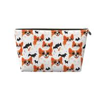 GVYGVY Small Travel Makeup Bag Organizer - Cute Dog Bat Print Leather Travel Toiletry Bag for Women & Men, Organizing Pouches for Purse with Zipper