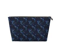 GVYGVY Small Travel Makeup Bag Organizer - Fantasy Blue Lizard Print Leather Travel Toiletry Bag for Women & Men, Organizing Pouches for Purse with Zipper