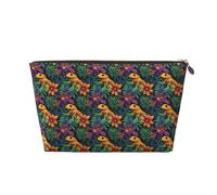 GVYGVY Small Travel Makeup Bag Organizer - Tropical Lizard Print Leather Travel Toiletry Bag for Women & Men, Organizing Pouches for Purse with Zipper