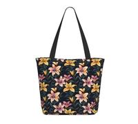 GVYGVY Travel Tote Bag for Women Work - Colorful Lily Print Lightweight Shoulder Nurse Bag Beach Handbags for Women, Fashion Large Tote Purse with Zipper
