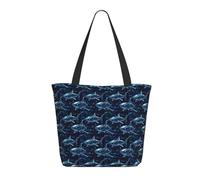 GVYGVY Travel Tote Bag for Women Work - Cyber Cool Shark Print Lightweight Shoulder Nurse Bag Beach Handbags for Women, Fashion Large Tote Purse with Zipper