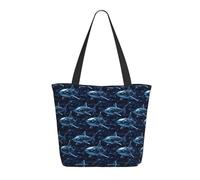 GVYGVY Travel Tote Bag for Women Work - Cyber Shark Blue (A) Print Lightweight Shoulder Nurse Bag Beach Handbags for Women, Fashion Large Tote Purse with Zipper