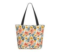 GVYGVY Travel Tote Bag for Women Work - Retro Lily Print Lightweight Shoulder Nurse Bag Beach Handbags for Women, Fashion Large Tote Purse with Zipper