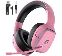 Gvyugke 2.4GHz Gaming Headset Wireless for PS5 PS4 PC Switch Mac | Bluetooth 5.3 & 3.5mm Wired Gaming Headphones with Noise Cancelling Mic, 7.1 Surround Sound, 70H Playtime, Dynamic LED Lights