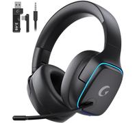 Gvyugke Gaming Headset Wireless, 2.4GHz Wireless Gaming Headset for PS5/4/PC/Switch/Mac/Phone, Bluetooth 5.3 Headphones with MIC Noise Canceling, 7.1 Surround Sound, 70H Battery, RGB Light Up-Black