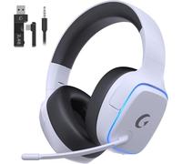 Gvyugke Wireless Gaming Headset for PS5 PS4 PC Mac Switch, 2.4GHz+Bluetooth 5.3+Wired Gaming Headphones with Mic Noise Canceling, Foldable, 7.1 Surround Sound, 70H Battery, Dynamic LED Lights