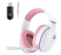 Gvyugke Wireless Gaming Headset,Pink Gaming headphone for PS4 PS5 PC, 2.4Ghz USB Pink Wireless Headset with Microphone Noise Reduction, Bluetooth 5.2 Gaming Headset, Wired Mode for Xbox Serise