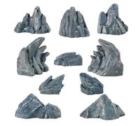 GW Box 10Pcs Fake Miniature Rockery Rocks Bonsai Ornament Accessories Miniature Stone for Miniature Terrain Fairy Garden Zen Garden Accessories Terrarium Decor Fish Tank Decora