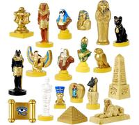 GW Box 19 Pcs Ancient Egypt Resin Statues Decor | Ancient Egyptian Themed Ornament Collection with Pyramid Mummy Pharaoh Resin Sculptures for Home Office Decor