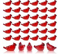 GW Box 60 Pcs Mini Red Cardinal Figurine Tiny Cardinal Resin Red Bird Figurines Small Christmas Ornaments for Xmas Gift Mini Cake Topper Christmas Decoration