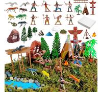 GW Box 69 Pcs Miniature Indian Figurines Indians Figures Models Resin Indian Diorama Supplies for Home Decoration