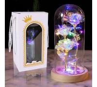 GW Box Flowers Gifts for Women, 24K Galaxy Rose Glass Flowers, Birthday Gifts for Women, Light Up Preserved in Glass, Gifts for Mom Wife Grandma Girlfriend Lady