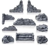 GW Box Ruined Stone Walls Set, Stone Wall Ruins for Terrain Set Terrain Scenery for Tabletop 28mm Miniatures Diorama Accessories