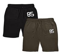 GW CLASSY OUTFIT 2 Pack Men's Shorts Summer Fleece Jogging Lounge Wear Shorts Pack in Black & Navy, H-Grey and Khaki with Pockets S-3XL