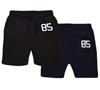 GW CLASSY OUTFIT 2 Pack Men's Shorts Summer Fleece Jogging Lounge Wear Shorts Pack in Black & Navy, H-Grey and Khaki with Pockets S-3XL