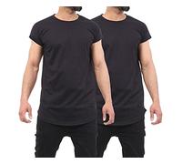 GW CLASSY OUTFIT 2X Men's Plain Short Sleeve T-Shirt Top Slim Fit Round Hem Crew Neck Casual Tops Cap Sleeve Plain Shirts (M, 2X Black Cap Sleeve)
