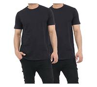 GW CLASSY OUTFIT 2X Men's Plain Short Sleeve T-Shirt Top Slim Fit Round Hem Crew Neck Casual Tops Cap Sleeve Plain Shirts (XL, 2X Black Plain)