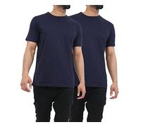GW CLASSY OUTFIT 2X Men's Plain Short Sleeve T-Shirt Top Slim Fit Round Hem Crew Neck Casual Tops Cap Sleeve Plain Shirts (XL, 2X Navy Plain)