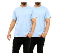 GW CLASSY OUTFIT 2X Men's Plain Short Sleeve T-Shirt Top Slim Fit Round Hem Crew Neck Casual Tops Cap Sleeve Plain Shirts (L, 2X Sky Blue Plain)