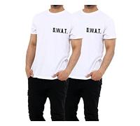 GW CLASSY OUTFIT 2X Men's Plain Short Sleeve T-Shirt Top Slim Fit Round Hem Crew Neck Casual Tops Cap Sleeve Plain Shirts (XL, 2X White Swat T-Shirts)