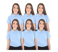 GW CLASSY OUTFIT Boys Girls Polo Uniform T Shirts 6X 2X 3X 4X 6X Kids T-Shirts School wear Shirts Tee Short Sleeve PE Top Gym Tops 4-12 Years (6 Girls Blue, 8-9 Years)
