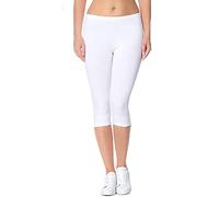 GW CLASSY OUTFIT Girls 3/4 Leggings Kids Plain & Printed Cropped Sports Dancing Full Stretch Girls Leggings Age 4 to 13 Years (11-12, White 3/4 Legging)