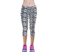 GW CLASSY OUTFIT Girls 3/4 Leggings Kids Plain & Printed Cropped Sports Dancing Full Stretch Girls Leggings Age 4 to 13 Years (13 Years, Zebra Print 3/4 Legging)