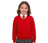 GW CLASSY OUTFIT Girls Boys Kids Jumper Button Fleece Cardigans Long Sleeve Sweatshirts Pull Over Jumpers Round/V- Neck School Uniform (11-12 Years, V-Neck red)