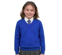 GW CLASSY OUTFIT Girls Boys Kids Jumper Button Fleece Cardigans Long Sleeve Sweatshirts Pull Over Jumpers Round/V- Neck School Uniform (11-12 Years, V-Neck Royal Blue)