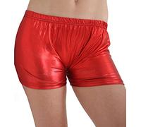 GW CLASSY OUTFIT Girls Kids Metallic Hot Pants Halloween Dance Summer Fancy Party Disco Summer Shorts Dance Gym Tutu Pants (UK, Age, 11 Years, 12 Years, Regular, Red)