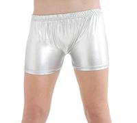 GW CLASSY OUTFIT Girls Kids Metallic Hot Pants Halloween Dance Summer Fancy Party Disco Summer Shorts Dance Gym Tutu Pants (UK, Age, 13 Years, 14 Years, Regular, Silver)