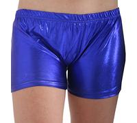 GW CLASSY OUTFIT Girls Kids Metallic Hot Pants Halloween Dance Summer Fancy Party Disco Summer Shorts Dance Gym Tutu Pants (UK, Age, 13 Years, 14 Years, Regular, Royal Blue)