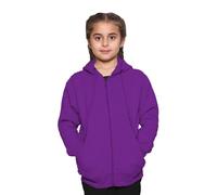 GW CLASSY OUTFIT Kids Girls Boys Zipper Hoodie Unisex Fleece Zipper Top Jacket PE School Sweat Hoodie Casual Fashion UK Size 4-13 Years (5-6 Years, Purple)
