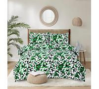 GW CLASSY OUTFIT Luxury Pintuck & Printed Duvet Cover Set Pinch Pleated with Pillow Cases 100% Cotton Quilted Quilt Covers Bedding Bed Set (Leaf Pinch Design, Double (200 * 200))