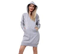 GW CLASSY OUTFIT Women Ladies Long Hoodies Plain Zip Up Ladies Long Sleeves Fleece Longline Hoodie Casual Jacket Hooded Coat with Pockets