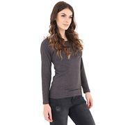 GW CLASSYOUTFIT® Ladies Womens Girls Plus Sizes Long Sleeves Crew Top Basic T Shirt Round Neck TOP Tops Vests S-M to XXXL (S-M 8-10, Charcoal)