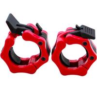 GW Tech Barbell Clamps 2 inch, Heavy Duty Exercise Collars 2" Quick Release Pair of Locking Pro Olympic Weight Bar Plate Locks Collar Clips Weightlifting Fitness Training - Red w/Black