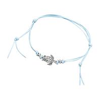 Gw5600 Rope Women's Wax Cute Ocean Bracelet Beach Sea Turtle Anklet Design Accessory Little Necklace (Blue, One Size)