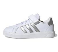 GW6516 Adidas Grand Court 2.0 Little Kid White Matte Silver Children's Sneakers