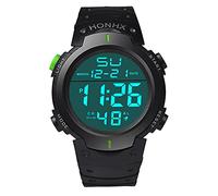 Gw7900b Fashion Men's Boy LCD Digital Stopwatch Date Rubber Sport Wrist Watch Alert Watch (Green, One Size)