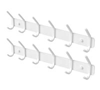 GWAAZXGZ Coat Rack Wall Mount Hooks - 15 Inch Matte White Metal 6-Hook Organizer Wall Mounted, Modern Kids Room, Entryway & Bathroom Hanger for Beach Towels, Coats, Purses, Bags (2 Pack)