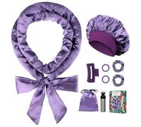 Gwabee Satin Heatless Curls Overnight Hair Curlers to Sleep In Hair Curler Rollers No Heat Hair Wrap for Curls Headband, 70" Satin Heatless Curling Rod Set for Women Long Waves Hair Volume-Purple 9PCS