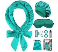 Gwabee Satin Heatless Curls Overnight Hair Curlers to Sleep In Hair Curler Rollers No Heat Hair Wrap for Curls Headband, 70" Satin Heatless Curling Set for Women Long Waves Hair Volume -Green 10 PCS