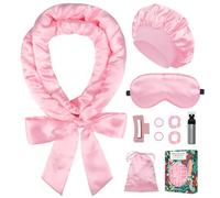 Gwabee Satin Heatless Curls Overnight Hair Curlers to Sleep In Hair Curler Rollers No Heat Hair Wrap for Curls Headband, 70" Satin Heatless Curling Rod Set for Women Long Waves Hair Volume-Pink 10PCS