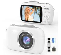 GWAEPU 4K Digital Cameras for Vlogging: 64MP Point and Shoot Compact Small Travel Camera - 18X Zoom 32G TF Card & 2.8-inch Screen for Kids Beginners Teens Adults Girls White